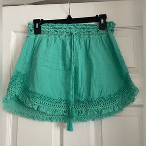 Aerie Aquamarine Crochet Mini Skirt-Size Med